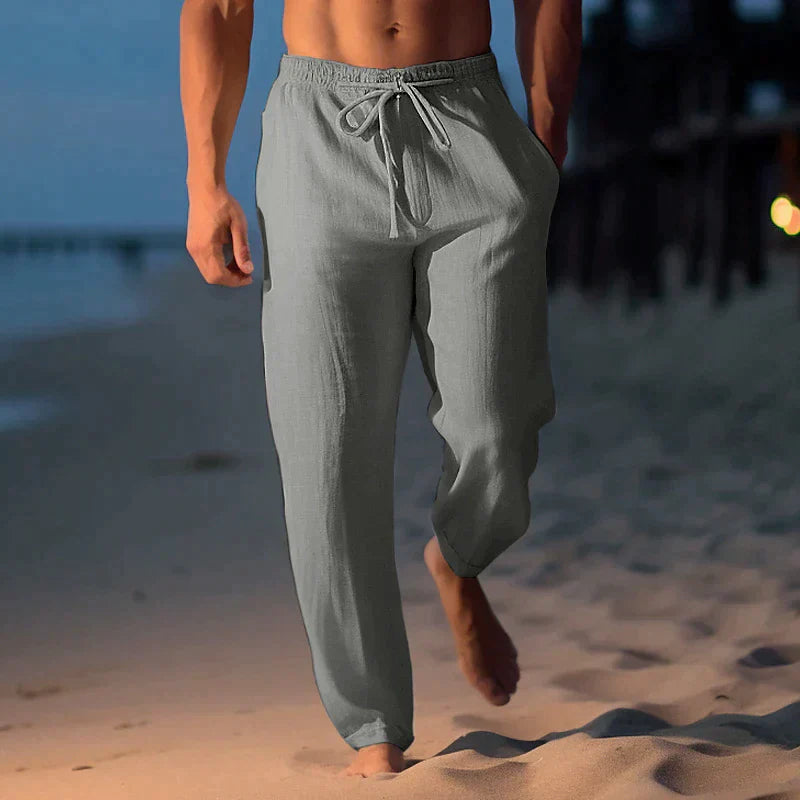 Lässige Herren Leinenhose mit Kordelzug – Atmungsaktive Sommerhose für Strand, Freizeit & Urlaub