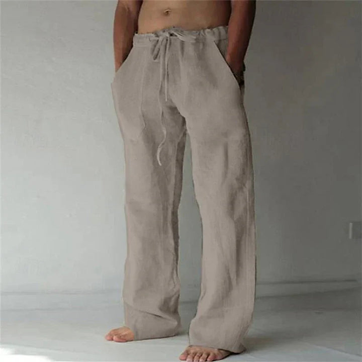 Herren Leinenhose mit Kordelzug – Luftige Freizeithose in weiter Passform für Sommer, Strand & Entspannung