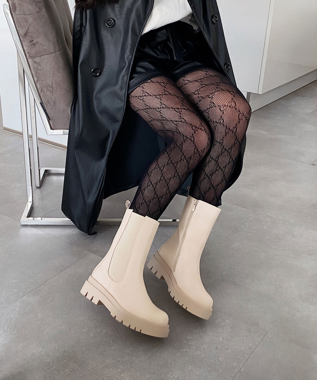 Long beige boots