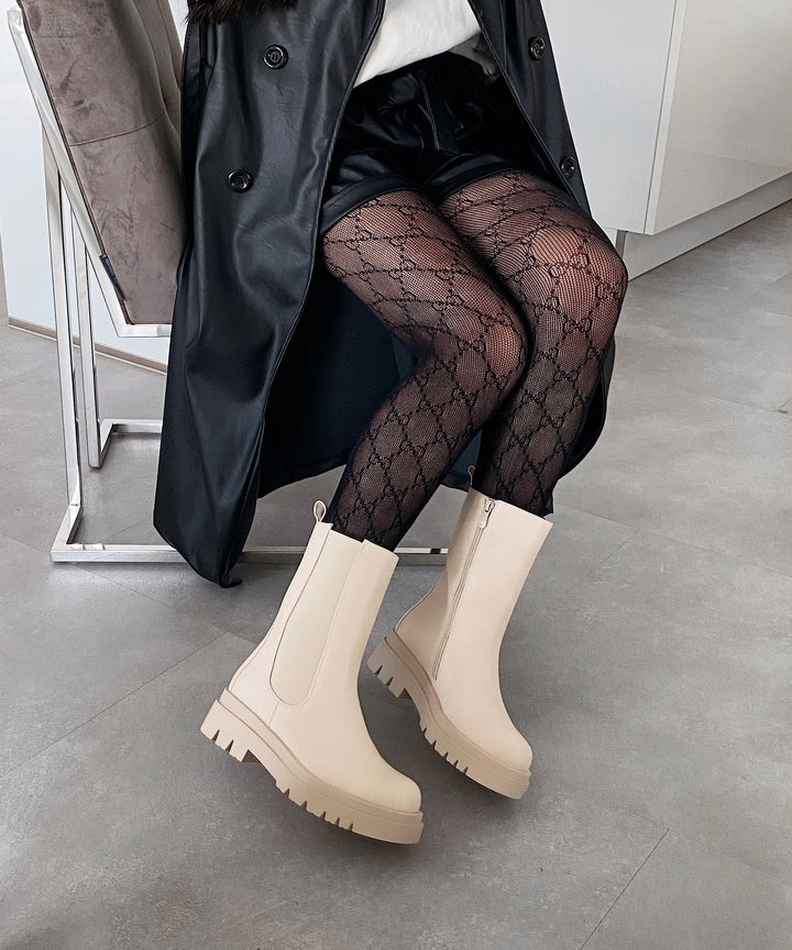 Long beige boots