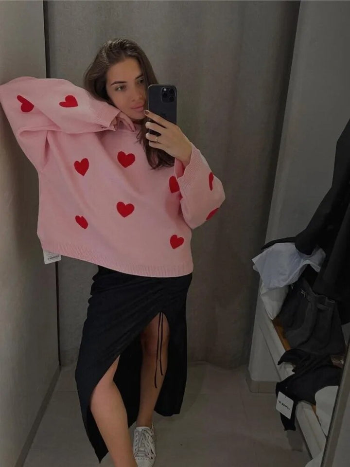 Cuore | Maglione da donna morbido con ricamo d'amore