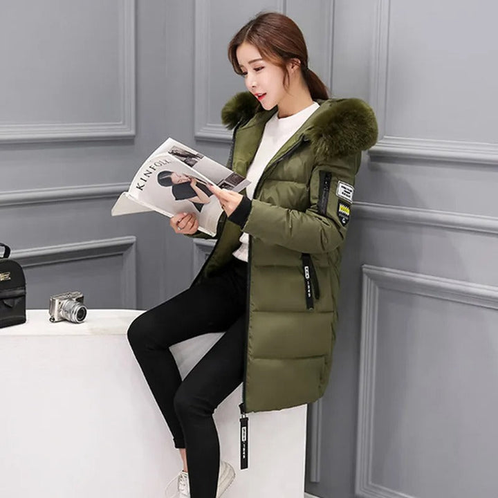 Krisey - Manteau d'hiver pour femmes, parka mi-longue avec capuche, résistant au froid