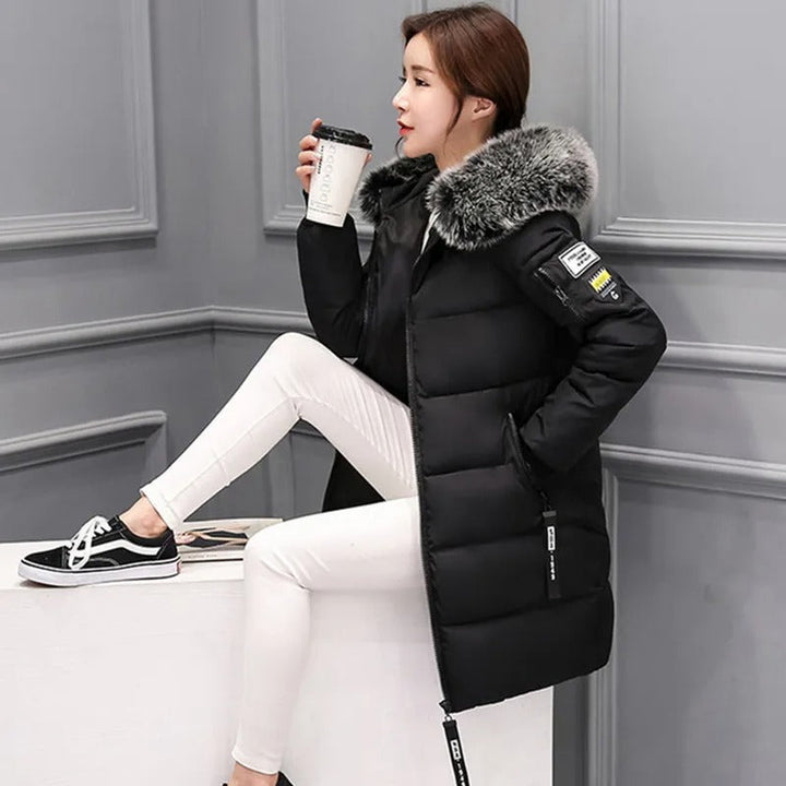 Krisey - Manteau d'hiver pour femmes, parka mi-longue avec capuche, résistant au froid