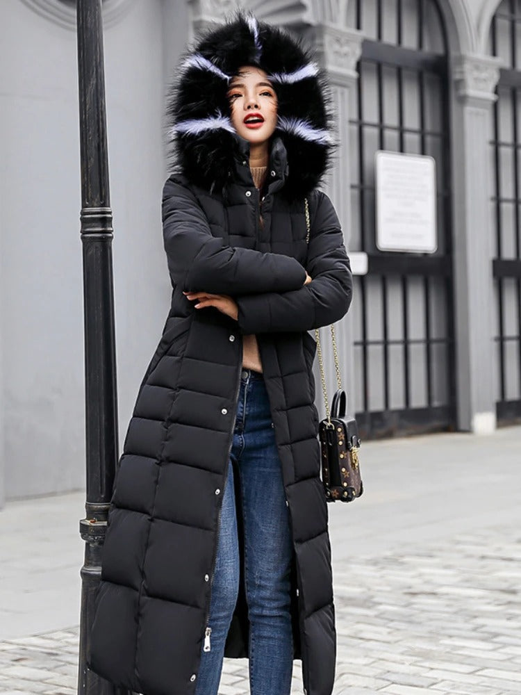 Parka d'hiver stylé en duvet avec capuche en fourrure pour femmes | Parfait pour les activités de plein air