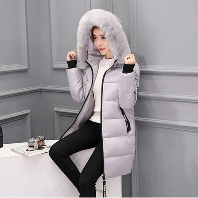 Krisey - Manteau d'hiver pour femmes, parka mi-longue avec capuche, résistant au froid