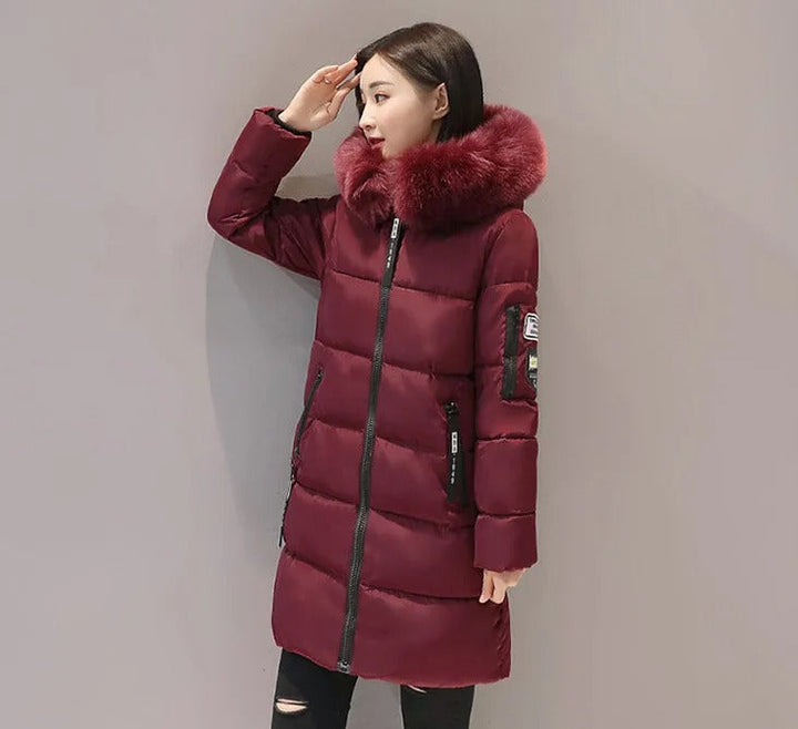 Krisey - Manteau d'hiver pour femmes, parka mi-longue avec capuche, résistant au froid