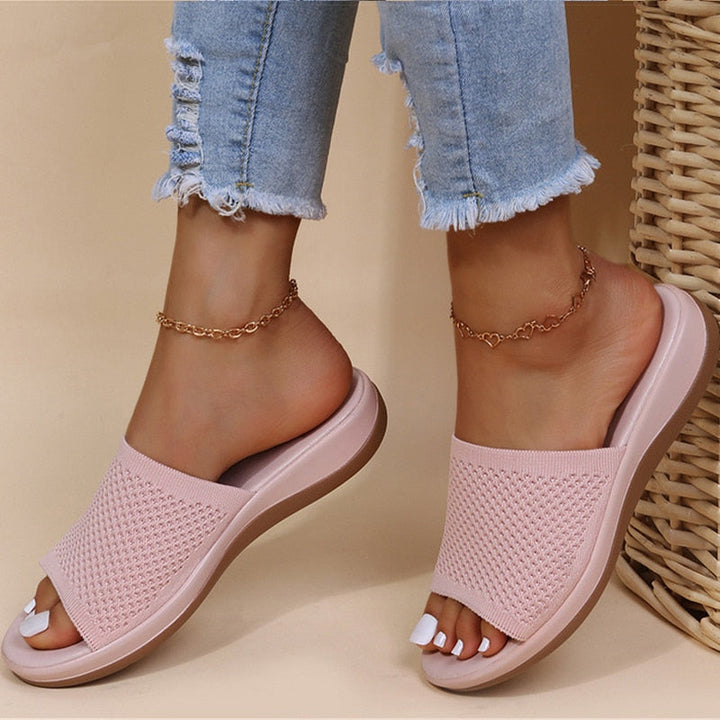 Bequeme Damen-Slides mit Strickmuster – Sommer-Sandalen für Alltag & Urlaub