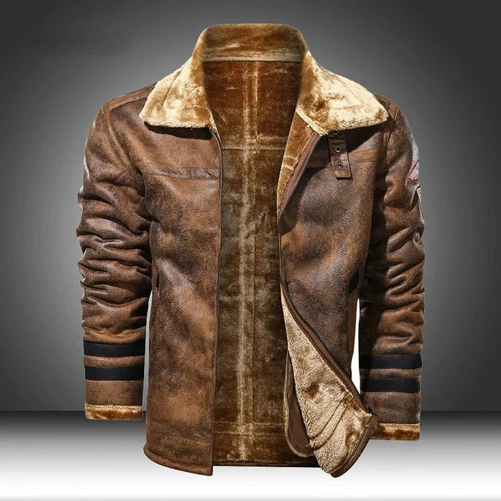 Giacca in pelle casual in stile bomber per uomo | perfetta per giornate casual