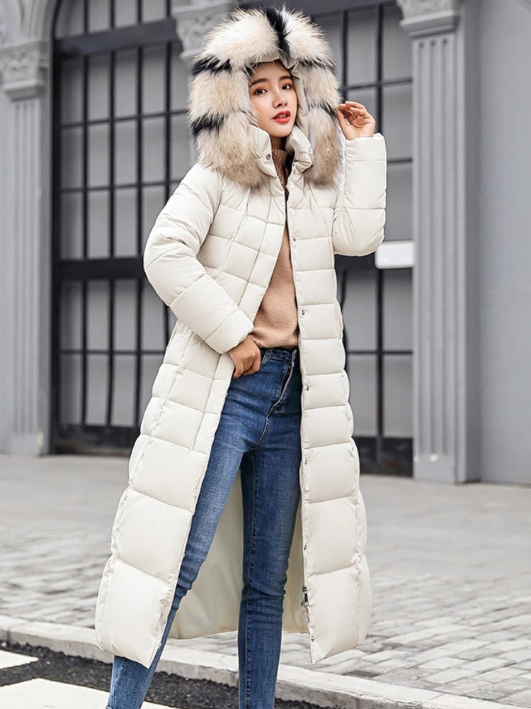 Parka d'hiver stylé en duvet avec capuche en fourrure pour femmes | Parfait pour les activités de plein air