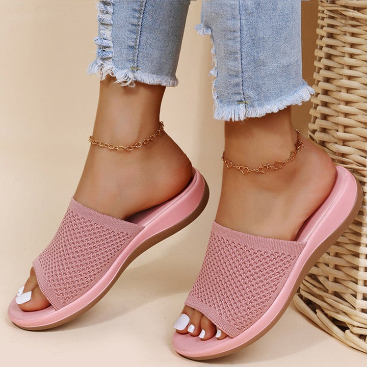 Bequeme Damen-Slides mit Strickmuster – Sommer-Sandalen für Alltag & Urlaub