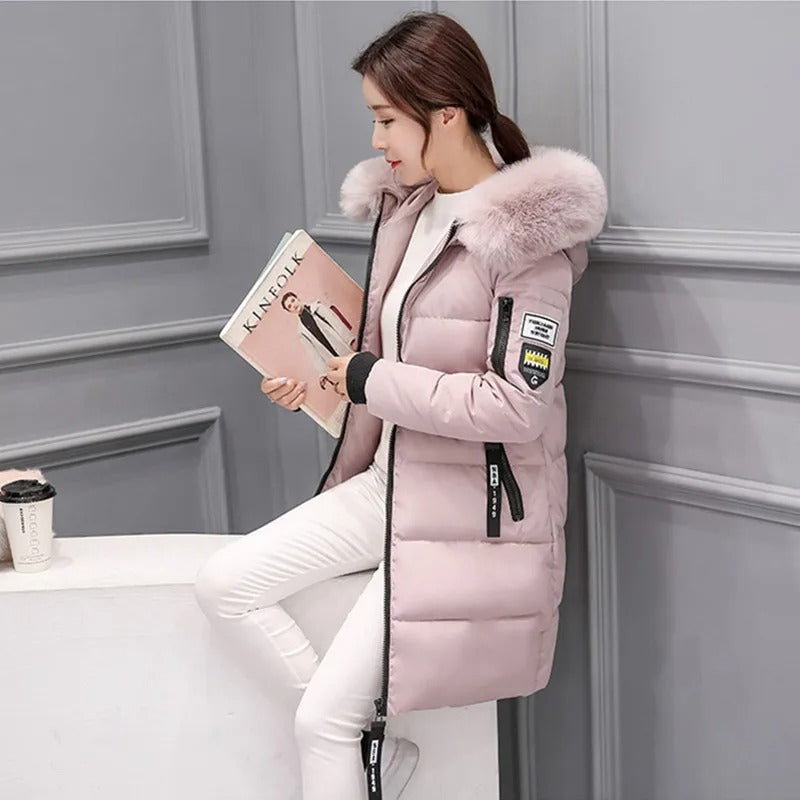 Krisey - Manteau d'hiver pour femmes, parka mi-longue avec capuche, résistant au froid