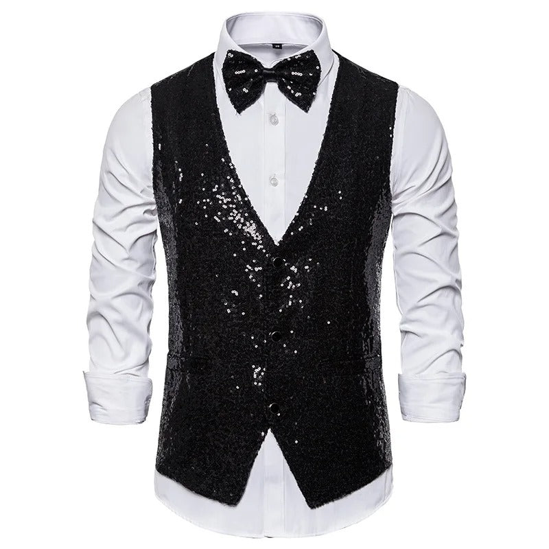 Glam gilet | gilet pailleté de fête pour hommes