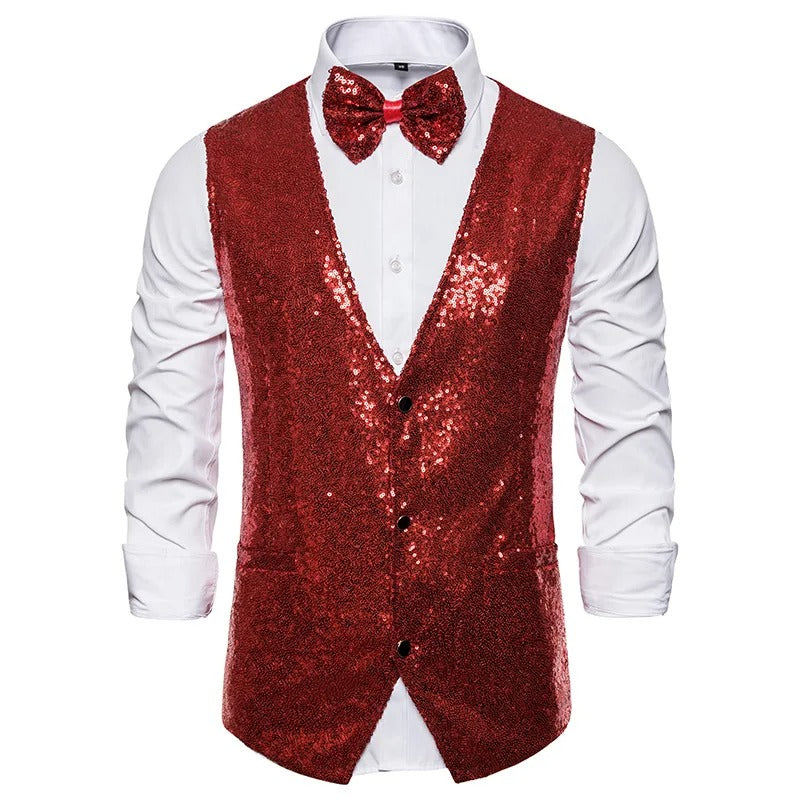 Glam gilet | gilet pailleté de fête pour hommes