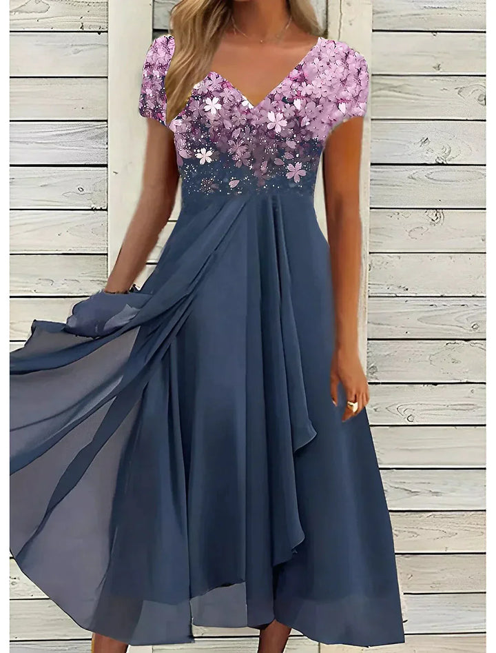 Cade Florale Élégance Robe Midi en Dentelle