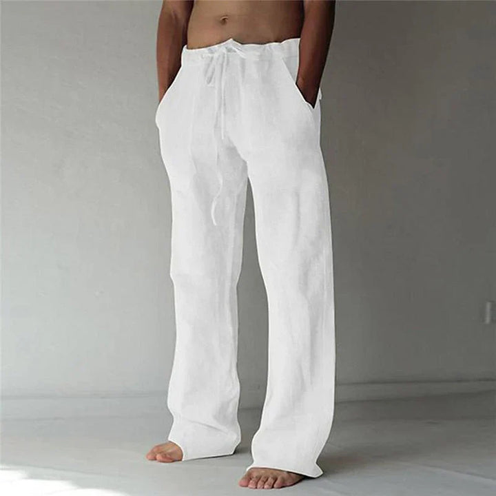 Herren Leinenhose mit Kordelzug – Luftige Freizeithose in weiter Passform für Sommer, Strand & Entspannung
