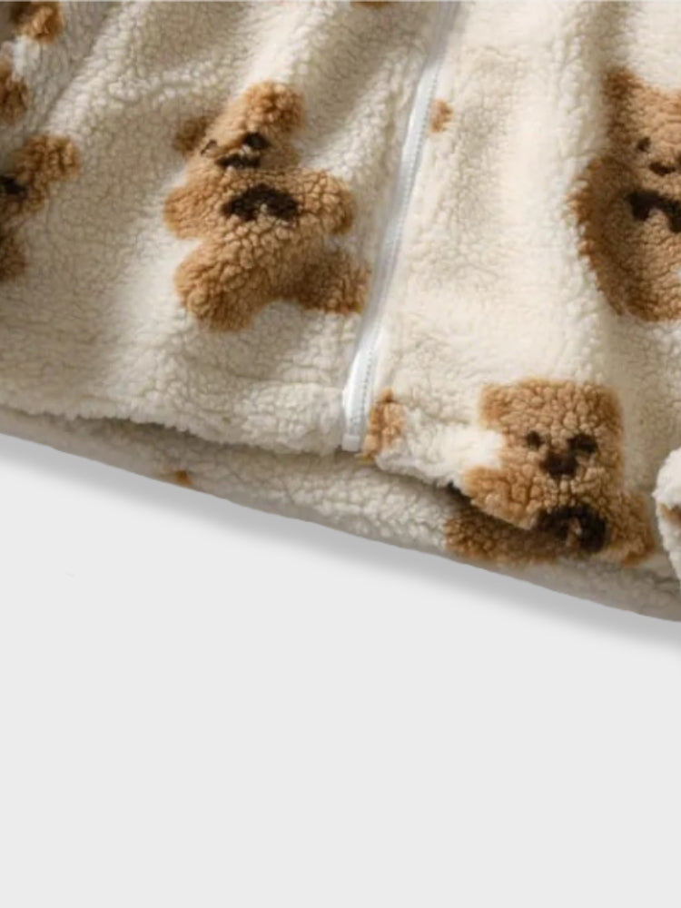 Sweat à capuche en polaire confortable avec imprimé ours pour hommes | Parfait pour les activités de plein air