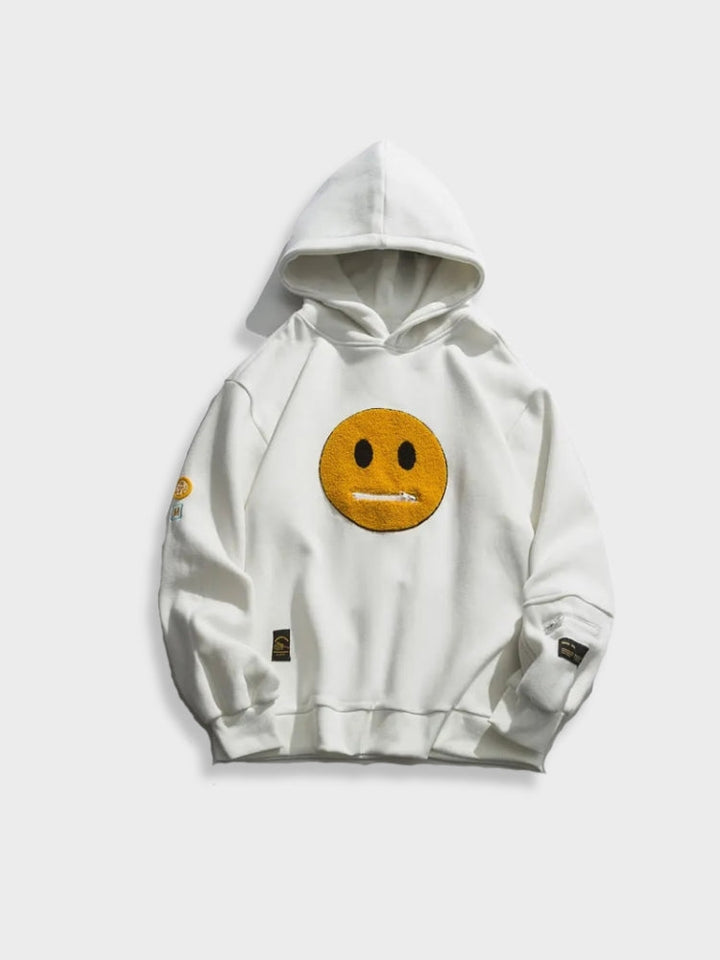Vintage Einfarbig Mit Emoji-Druck Hoodie Für Herren | Perfekt für Casual Days