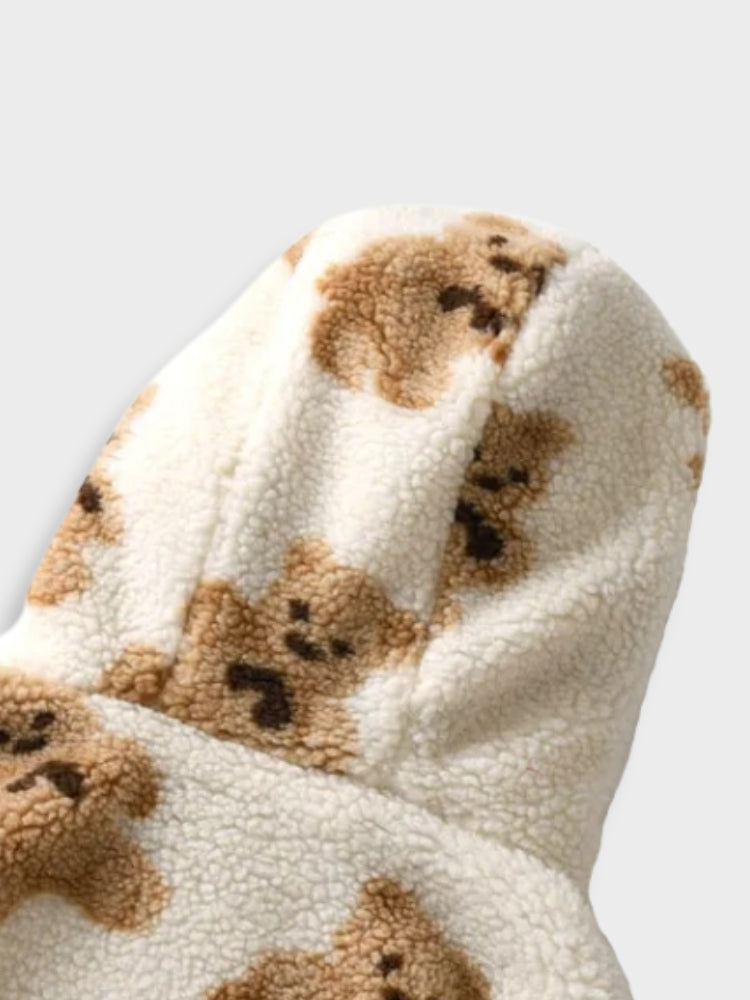 Sweat à capuche en polaire confortable avec imprimé ours pour hommes | Parfait pour les activités de plein air