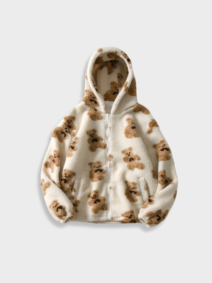 Sweat à capuche en polaire confortable avec imprimé ours pour hommes | Parfait pour les activités de plein air