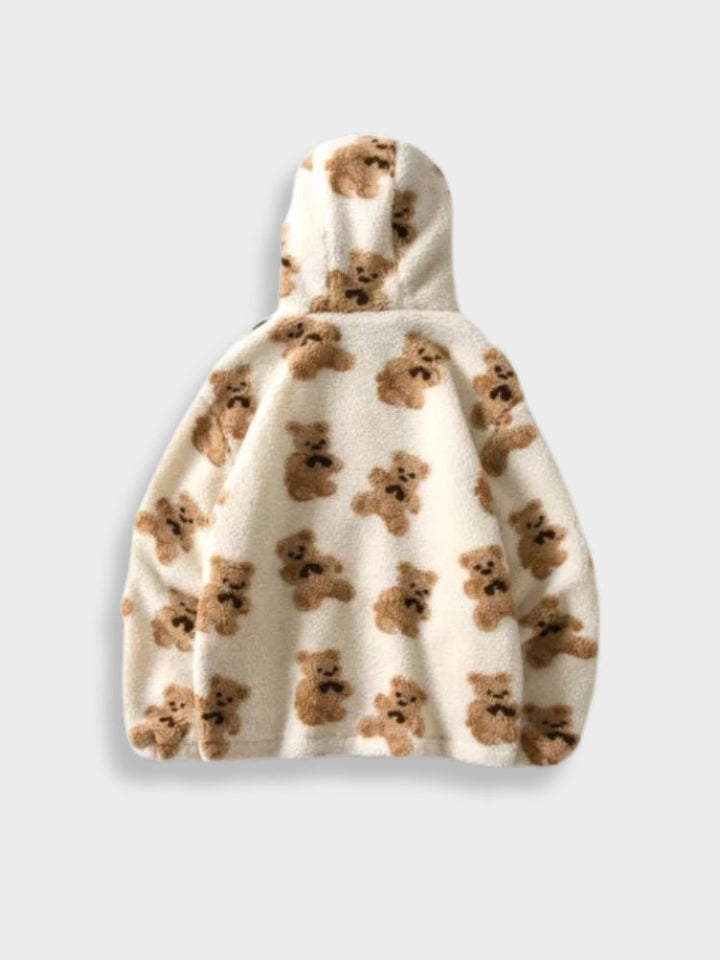 Sweat à capuche en polaire confortable avec imprimé ours pour hommes | Parfait pour les activités de plein air