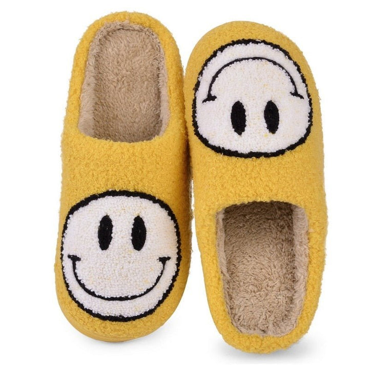 Isabell Grand motif smiley chaussons en fourrure