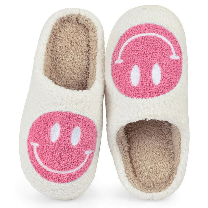 Isabell Grand motif smiley chaussons en fourrure