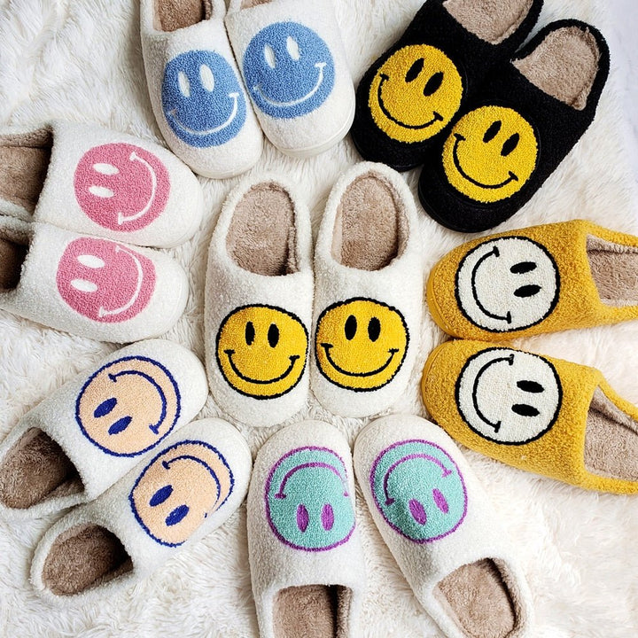 Isabell Grand motif smiley chaussons en fourrure