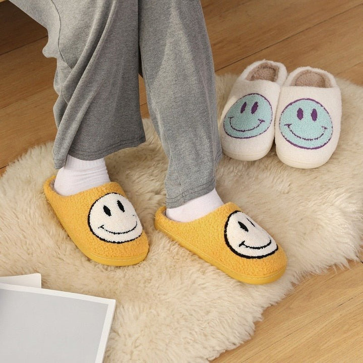 Isabell Grand motif smiley chaussons en fourrure