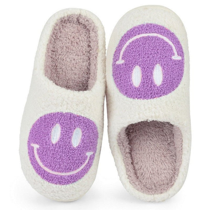 Isabell Grand motif smiley chaussons en fourrure