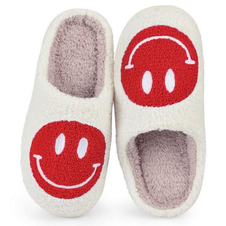 Isabell Grand motif smiley chaussons en fourrure
