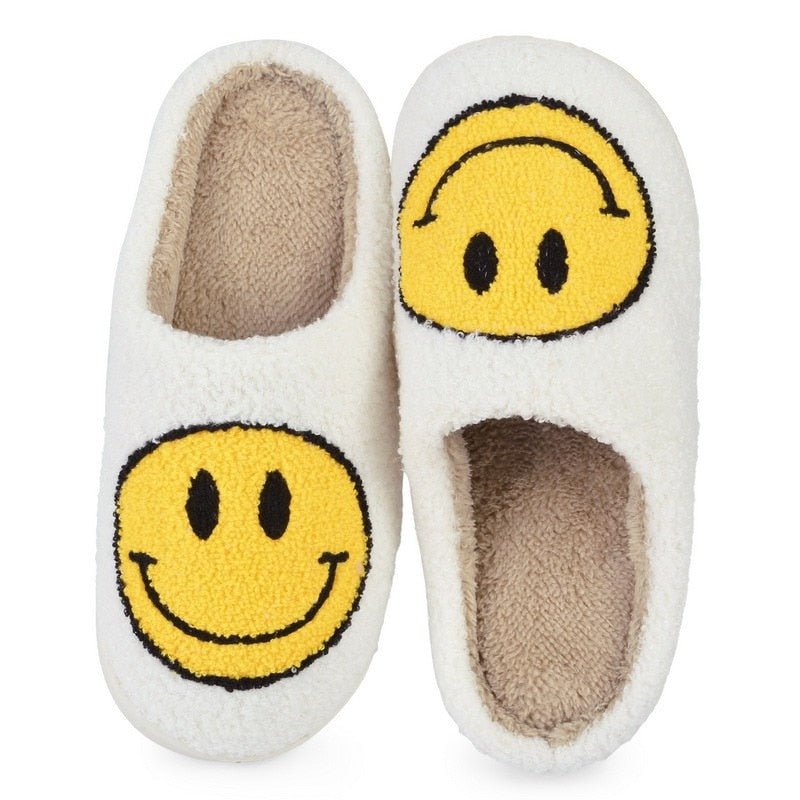 Isabell Grand motif smiley chaussons en fourrure