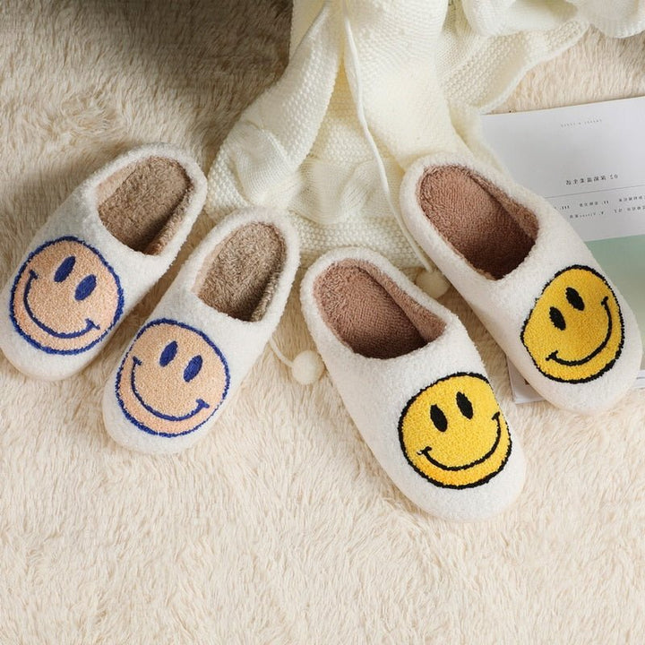 Isabell Grand motif smiley chaussons en fourrure