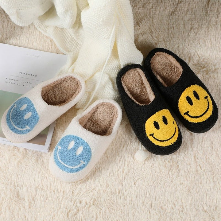 Isabell Grand motif smiley chaussons en fourrure