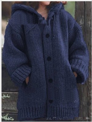 Janine - Colletto a cappello Cardigan semplice, comodo, a maniche lunghe