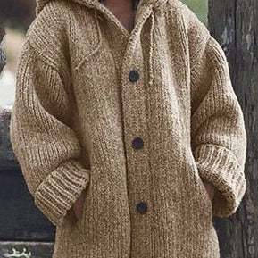 Janine - Colletto a cappello Cardigan semplice, comodo, a maniche lunghe