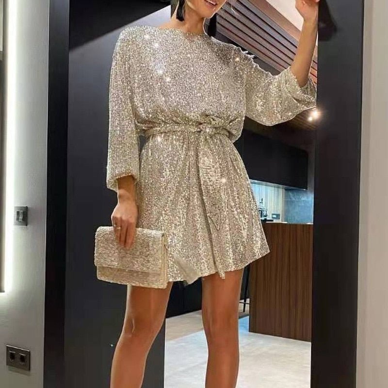 Vestito corto rosso glitter con paillettes – abito da festa per occasioni speciali