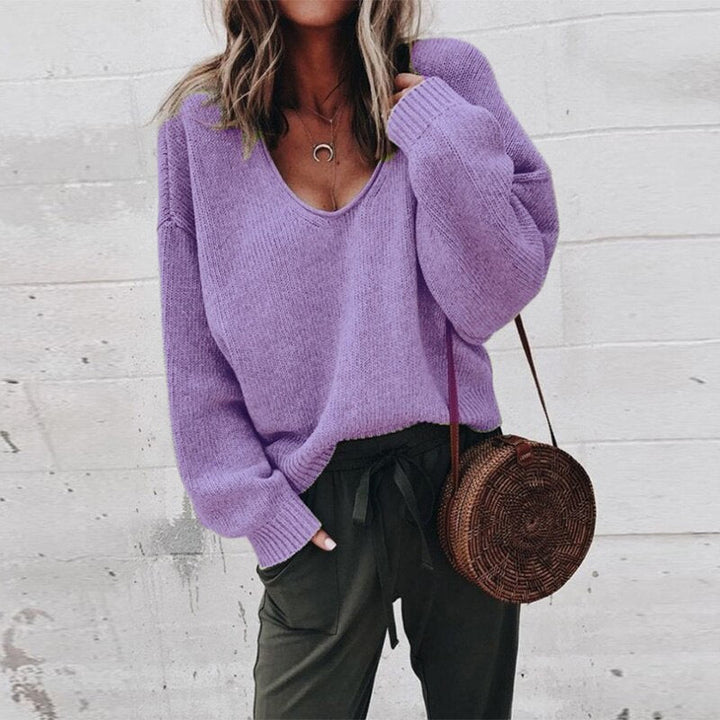 Maëlle Loose V-neck Knit Top Sweater