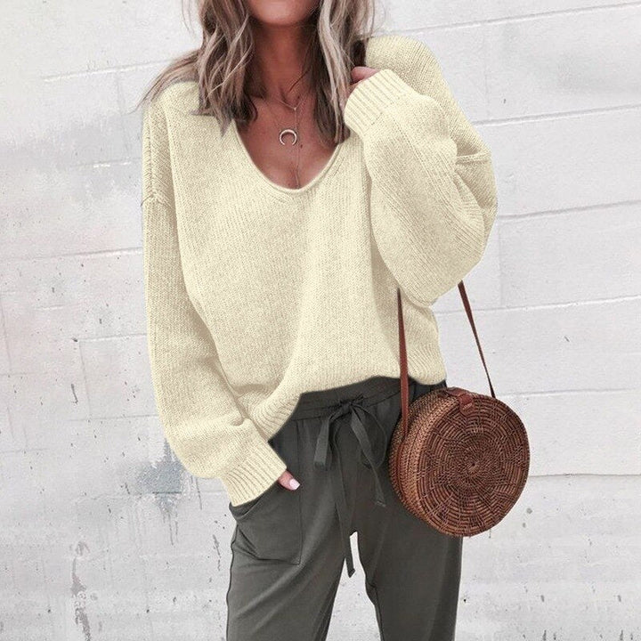 Maëlle Loose V-neck Knit Top Sweater