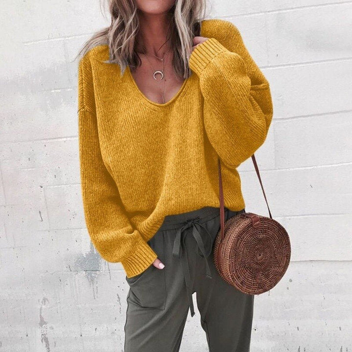 Pull en maille avec encolure en V décontractée pour un look élégant