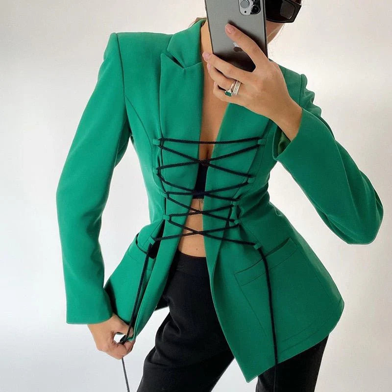 Tati - blazer à lacets poches sous les bras manteau fin