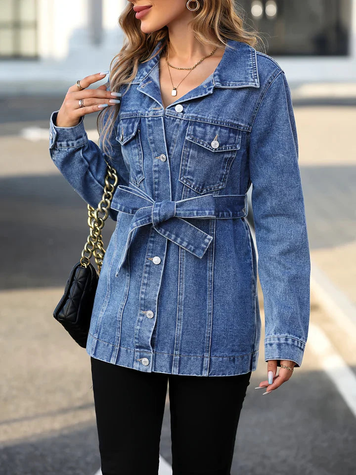 Gina - manteau en denim pour femmes avec poches à rabat