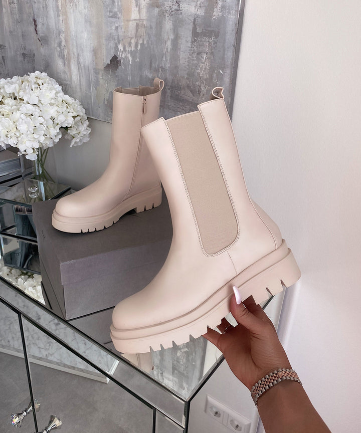 Long beige boots